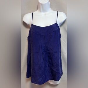 Banana Republic Navy Blue Silk Tank Blouse with Lace Back‎ Sz XS